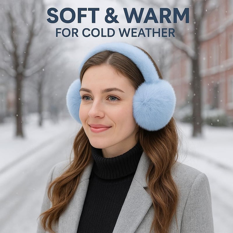CHUANGLI Foldable Ear Muffs for Women Cold Weather Fluffy Earmuffs Winter Warm Headband Cute Slouchy Ear Warmers - Image 2